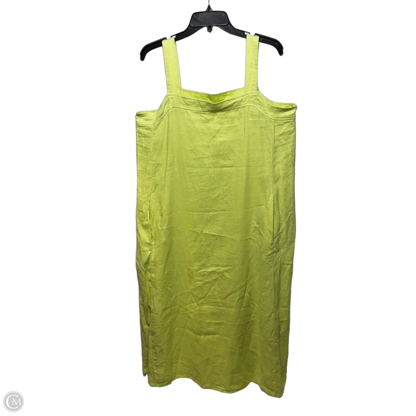 Linen Dress Casual Maxi By Eileen Fisher In Chartreuse, Size: M