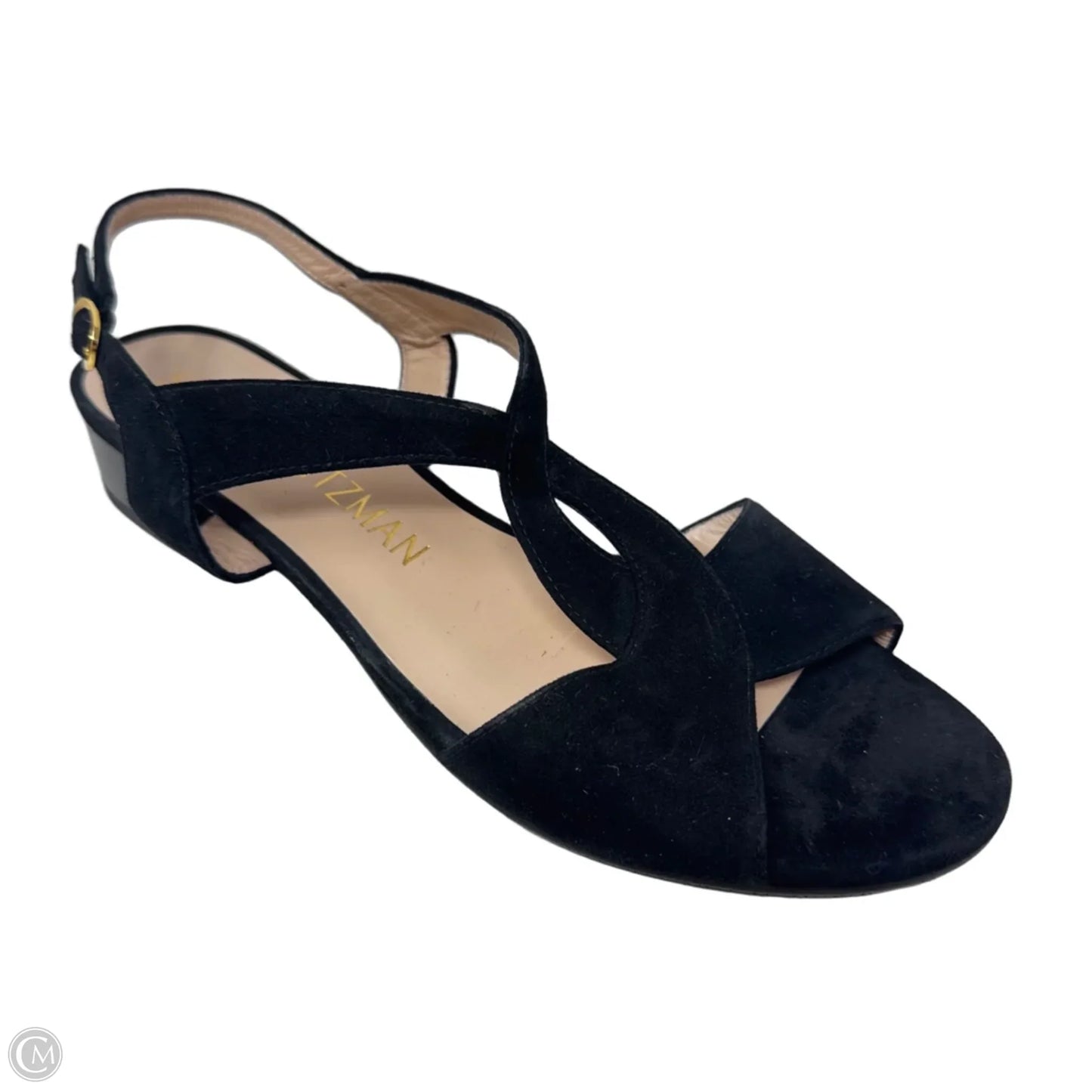 Suede Block Heel Sandals Shoes Designer By Stuart Weitzman In Black, Size: 9