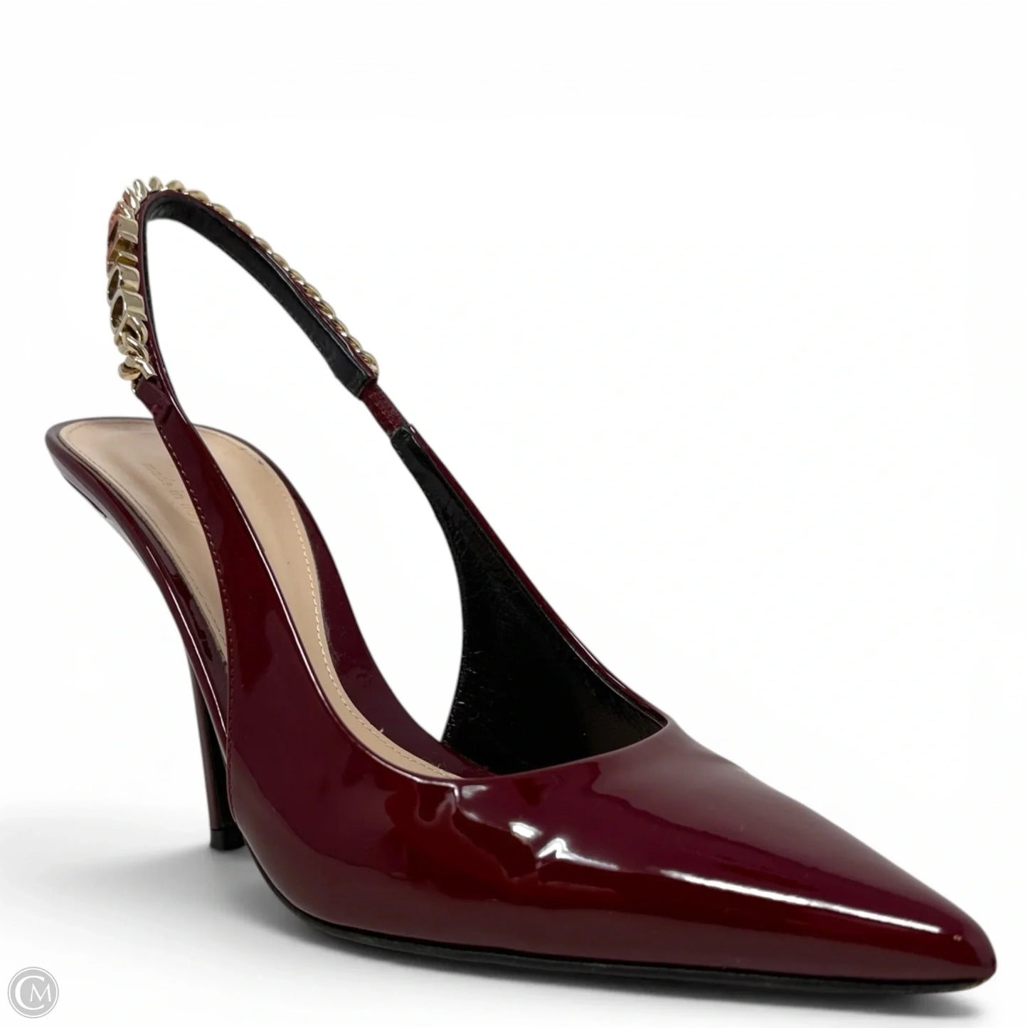 Signoria Patent Leather Slingback Pumps Luxury Designer By Gucci In Rosso Ancora, Size: 7