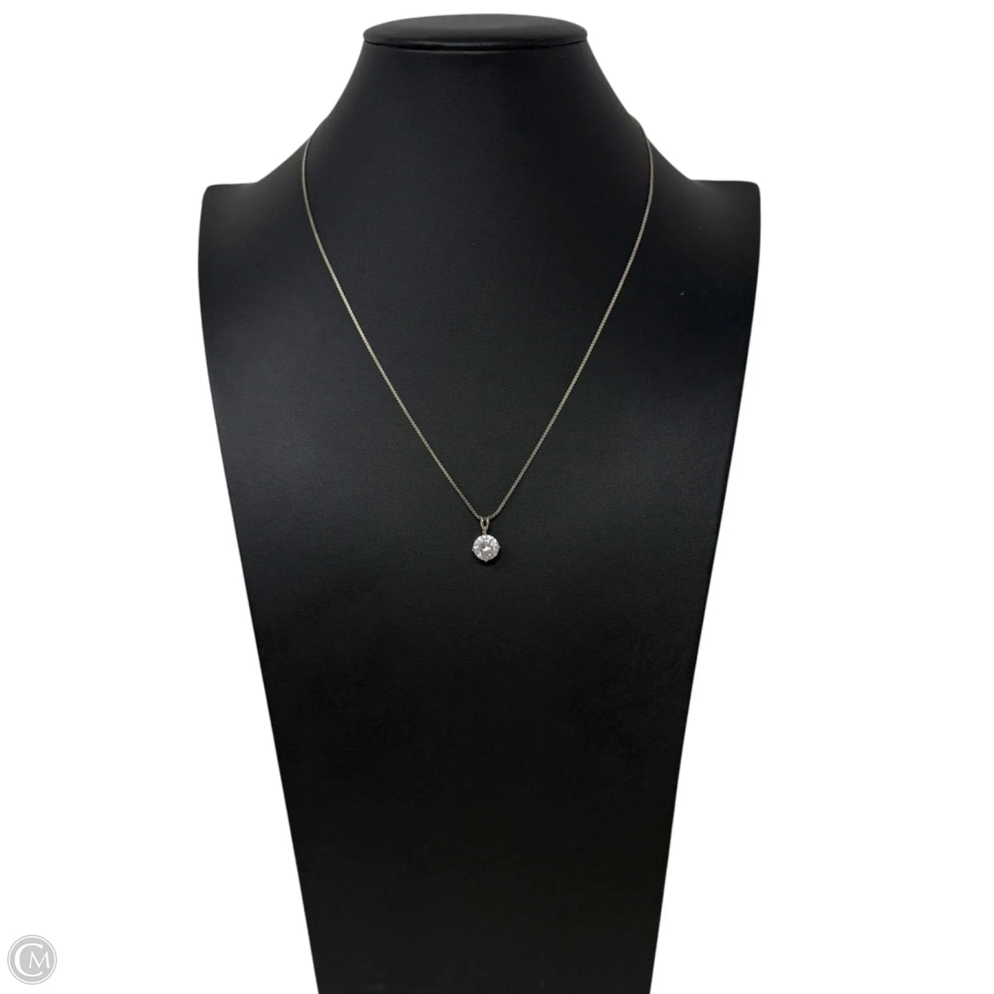 Italian Sterling Silver CZ Solitaire Pendant S-Chain Necklace By Uno Italy