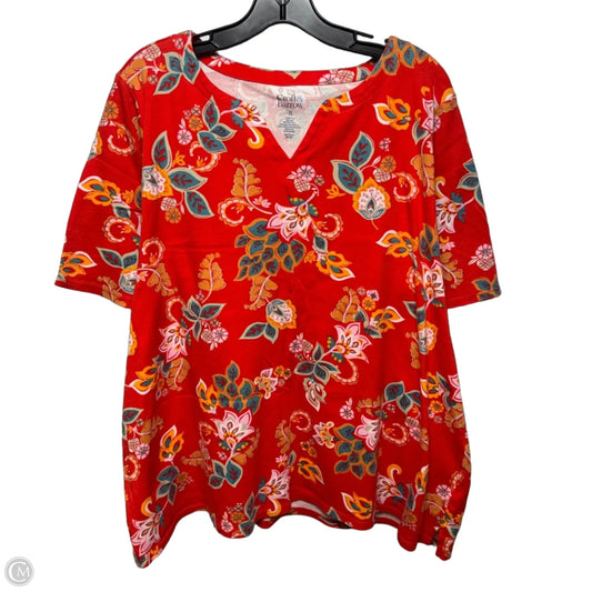 Top Short Sleeve By Croft And Barrow In Floral Print, Size: 1x