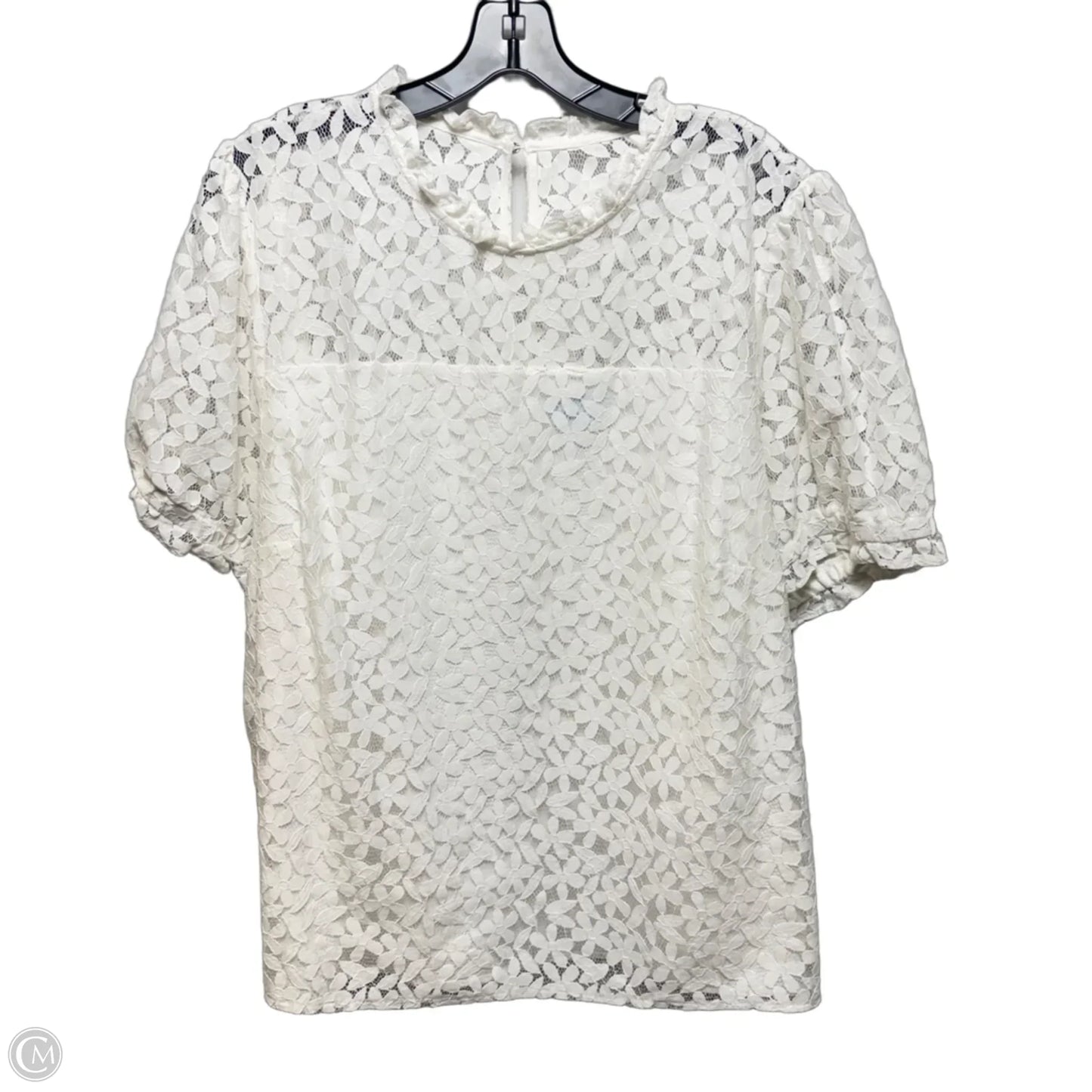 Lace Top Short Sleeve By Cece In White, Size: 3x