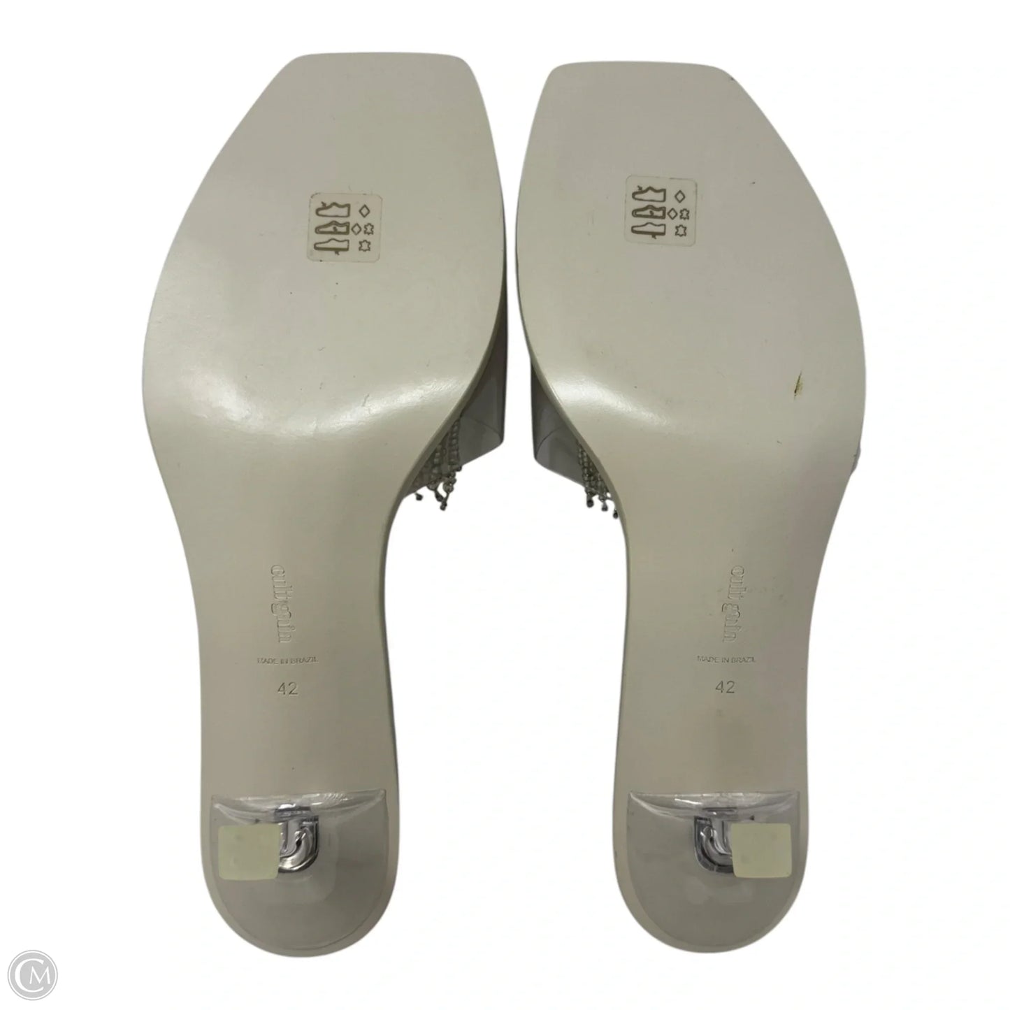 Uma Beaded Sandals Heels Kitten By Cult Gaia In Cream, Size: 12