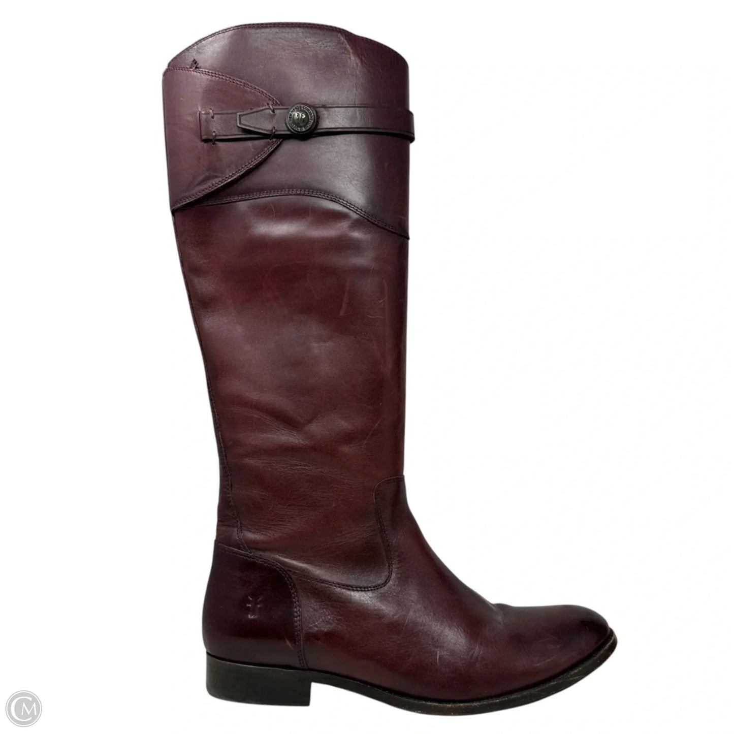 Molly Button Boots Designer By Frye In Redwood Vintage Leather, Size: 11