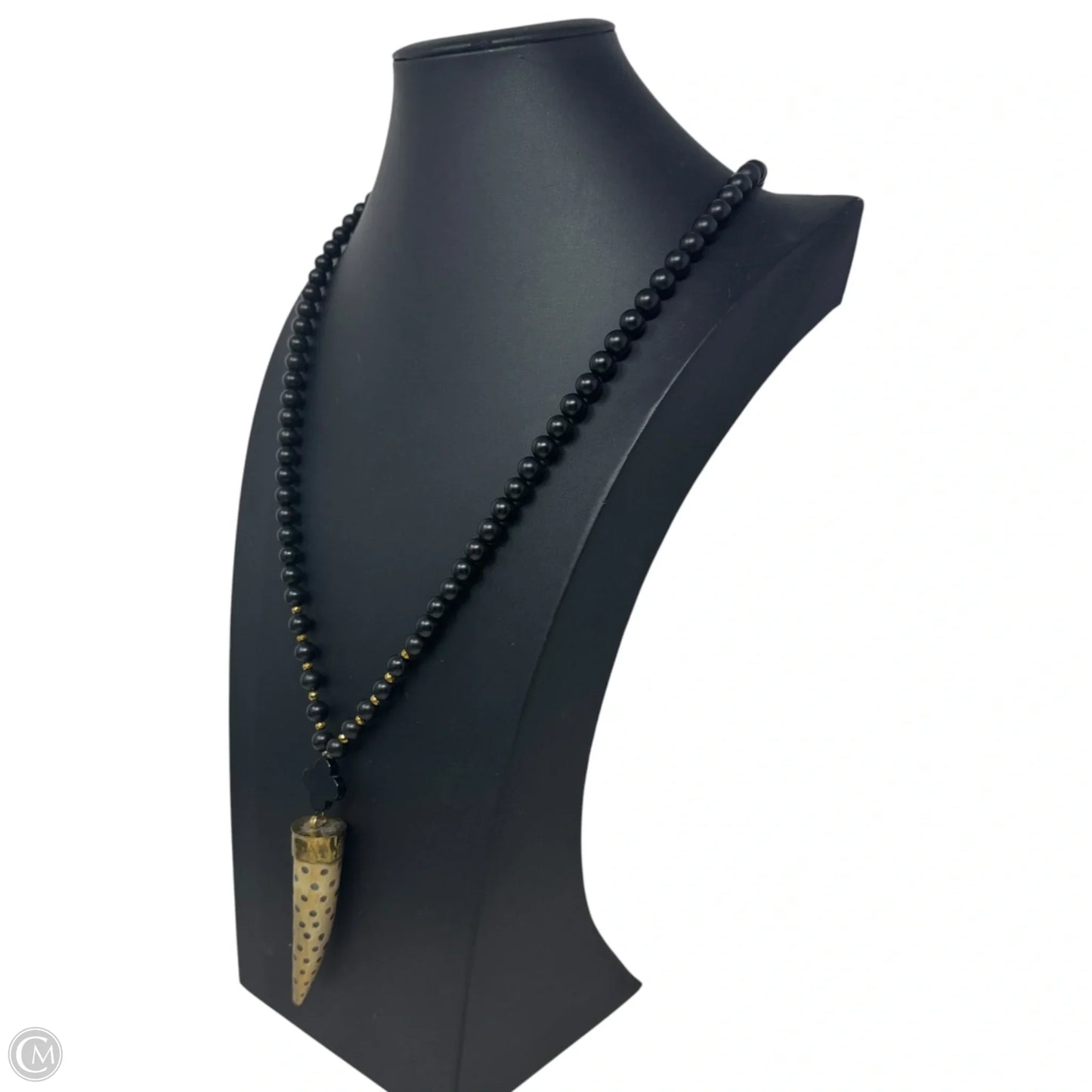 Faux Wood Horn Beaded Long Statement Necklace