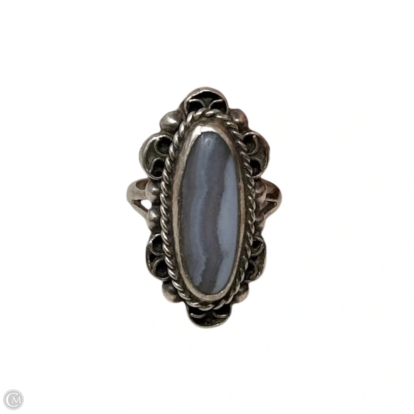 Mexican Blue Agate Ring Sterling Silver By CII, Size: 8