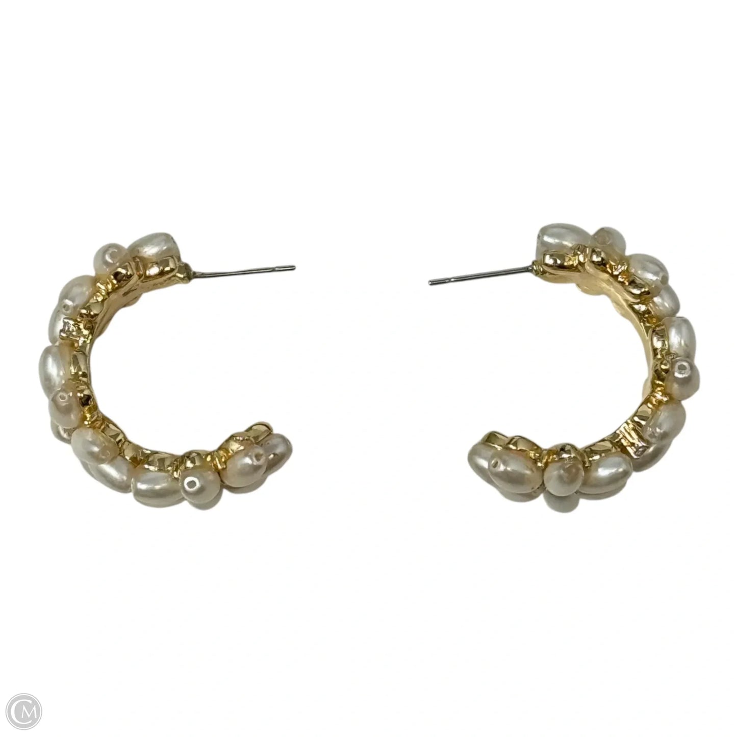 Floral Faux Pearl Hoop Earrings