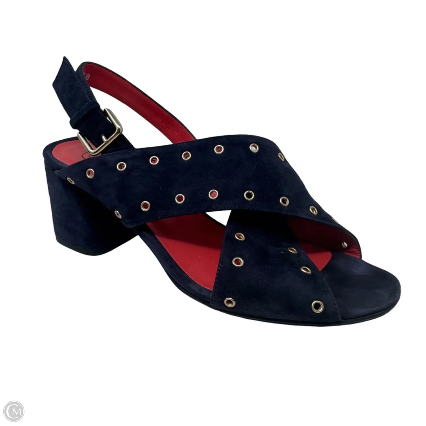 Fleur Suede Grommet Sandals By Pas de Rouge In Navy, Size: 8 (It 38)