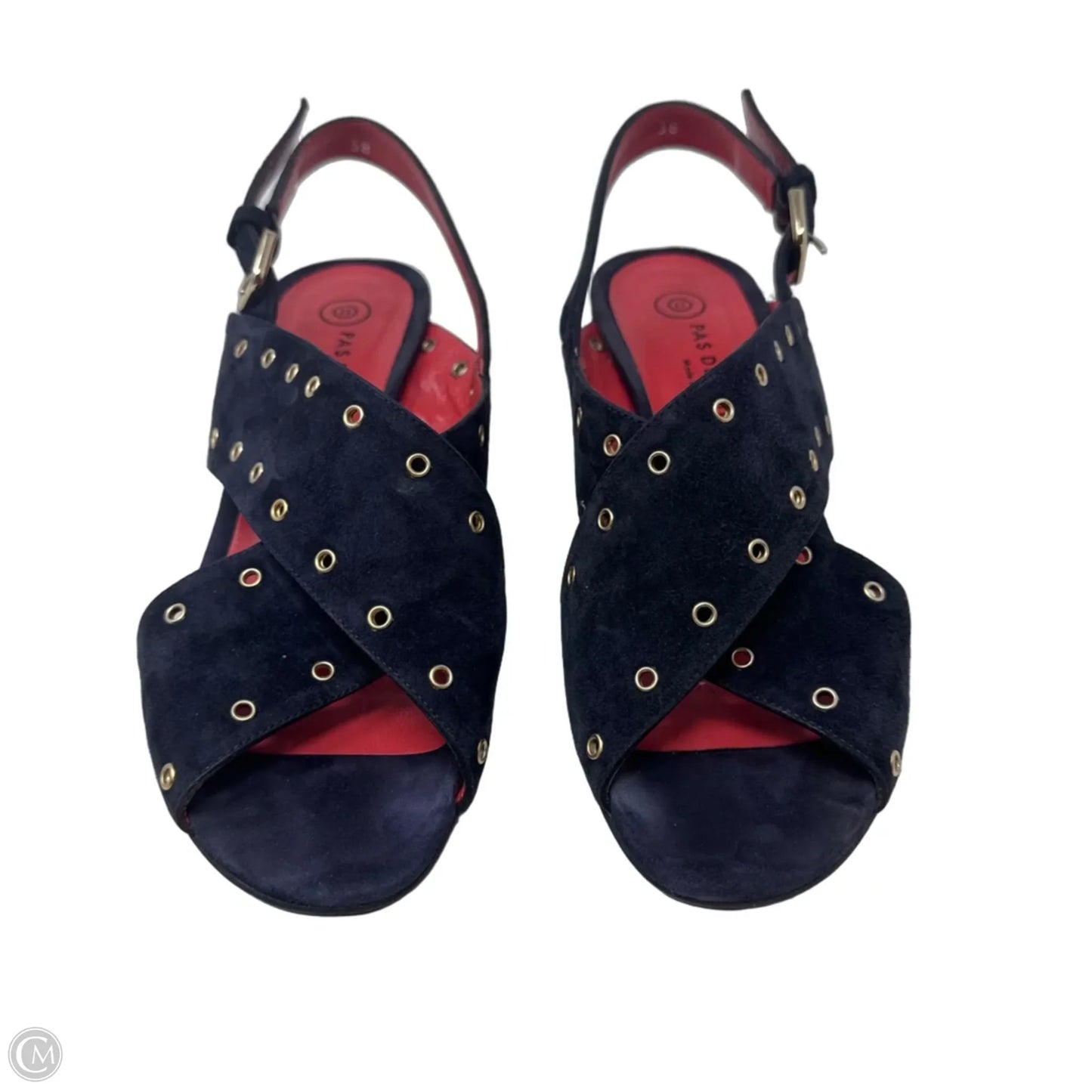 Fleur Suede Grommet Sandals By Pas de Rouge In Navy, Size: 8 (It 38)