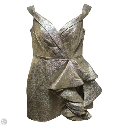 Metallic Ruffle Dress Party Short By Mac Duggal In Gold, Size: 12