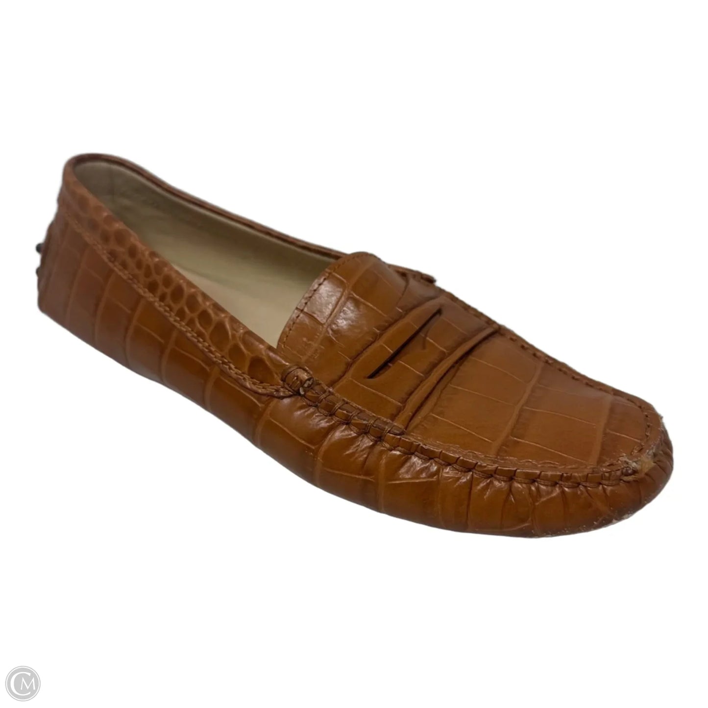 AS IS Croc Loafers Shoes Luxury Designer By Tods In Brown, Size: 8.5