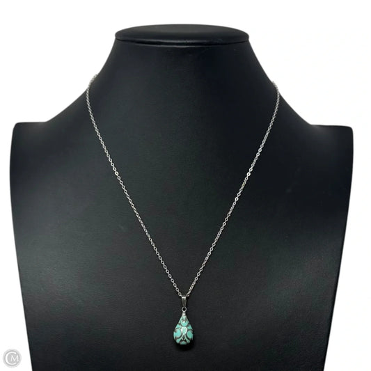Cloisonné Drop Pendant Necklace Sterling Silver