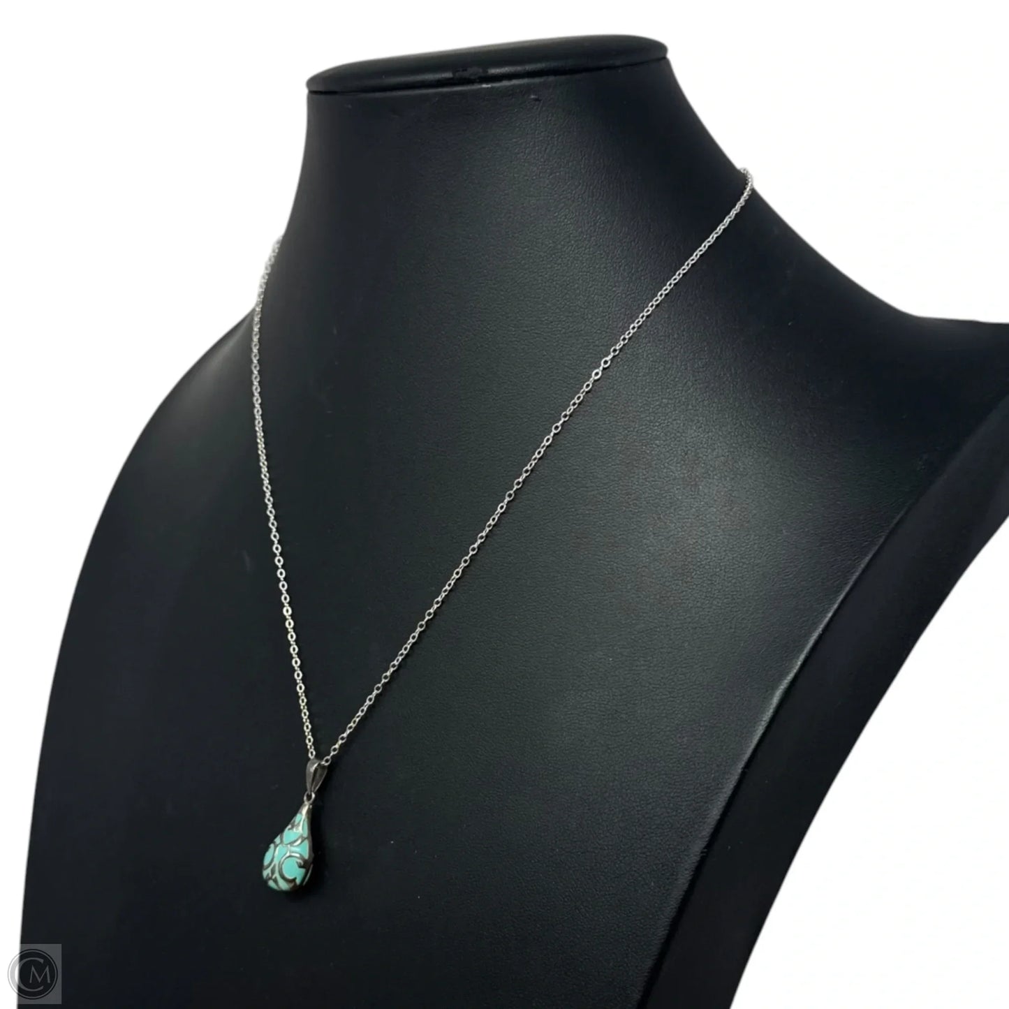 Cloisonné Drop Pendant Necklace Sterling Silver