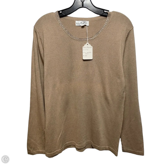Silk Blend Rhinestone Collar Sweater By Soie Pour Soi In Tan, Size: M