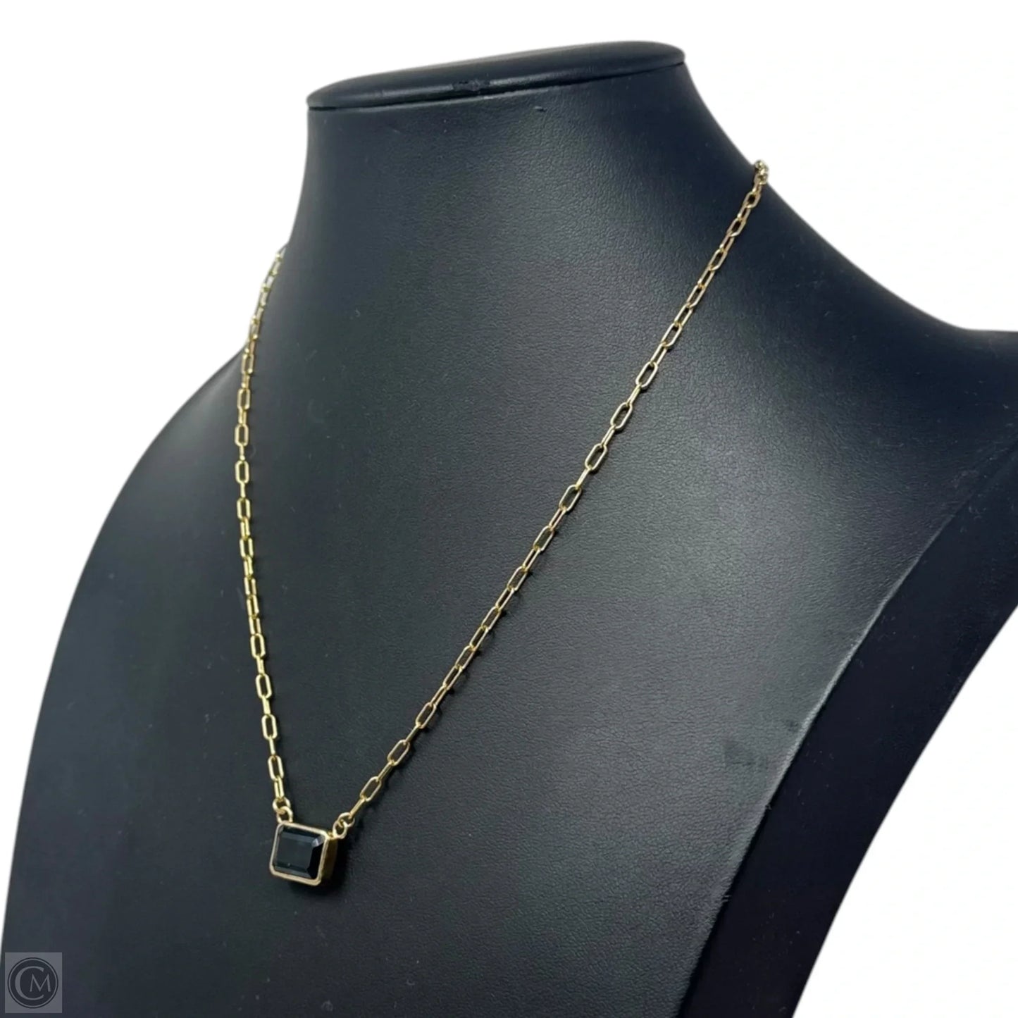 Blue Stone on Paperclip Chain Necklace
