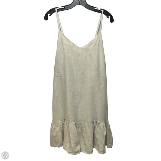 Linen Dress Casual Short By Bellambria In Cream, Size: L