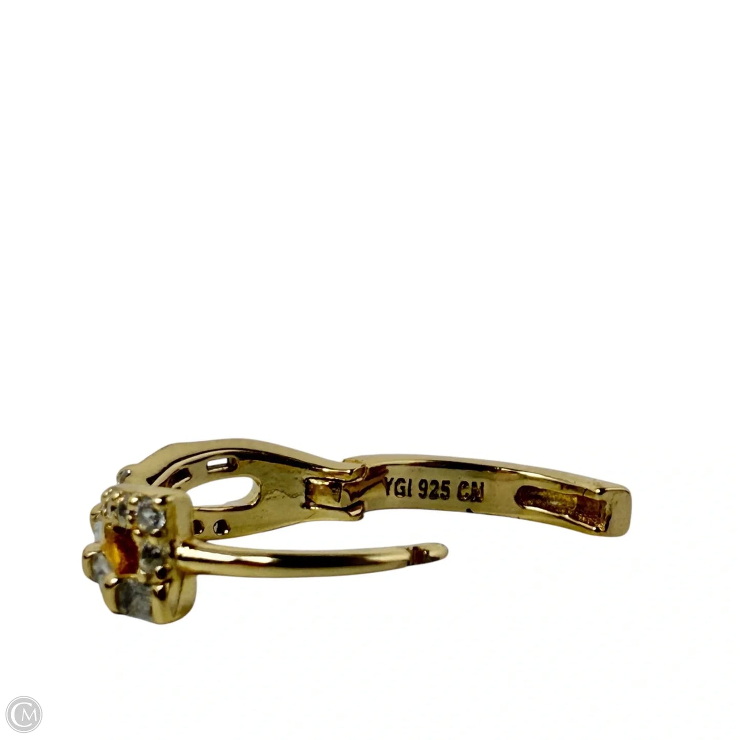 Gold Over Sterling Silver Crystal Hinged Huggie Hoop Earrings