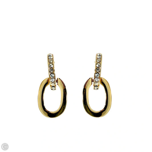 Gold Tone & Pavé Double Drop Hoop Earrings