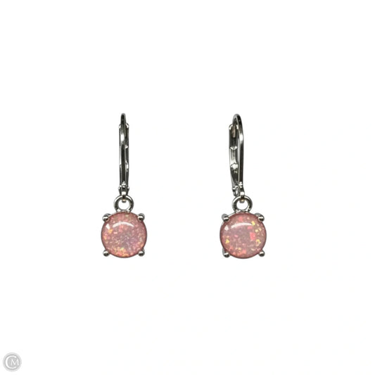 Pink Opalescent & Silver Tone Drop Earrings