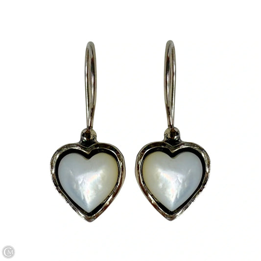 Silver & White Heart Drop Earrings Made In Israel