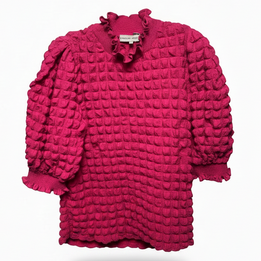 Textured Mock Neck Top By English Factory In Pink, Size: M