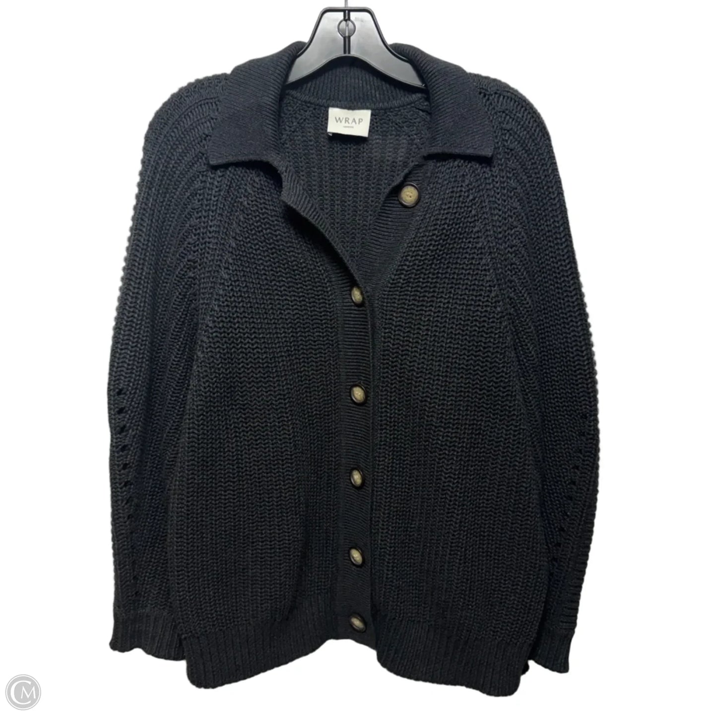Cotton Sweater Cardigan By Wrap London In Grey, Size: 10