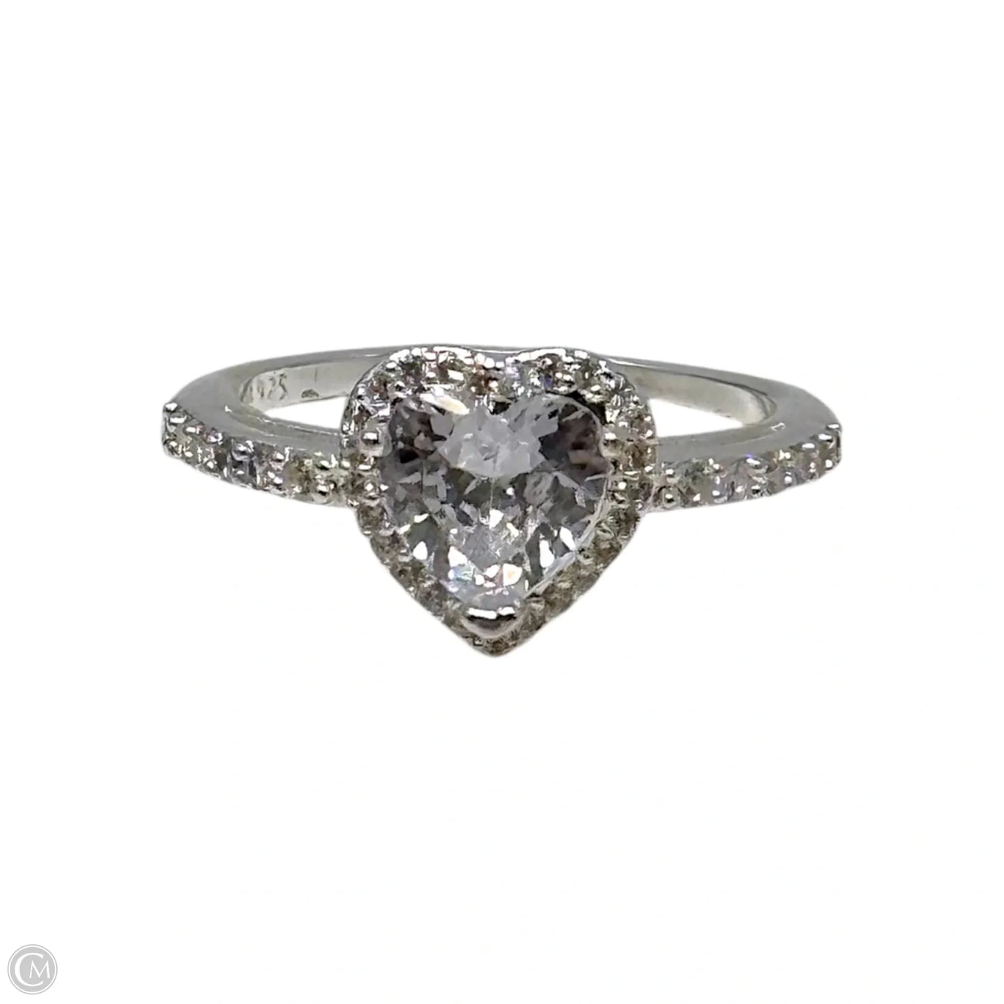 Heart Halo Ring Sterling Silver, Size: 7