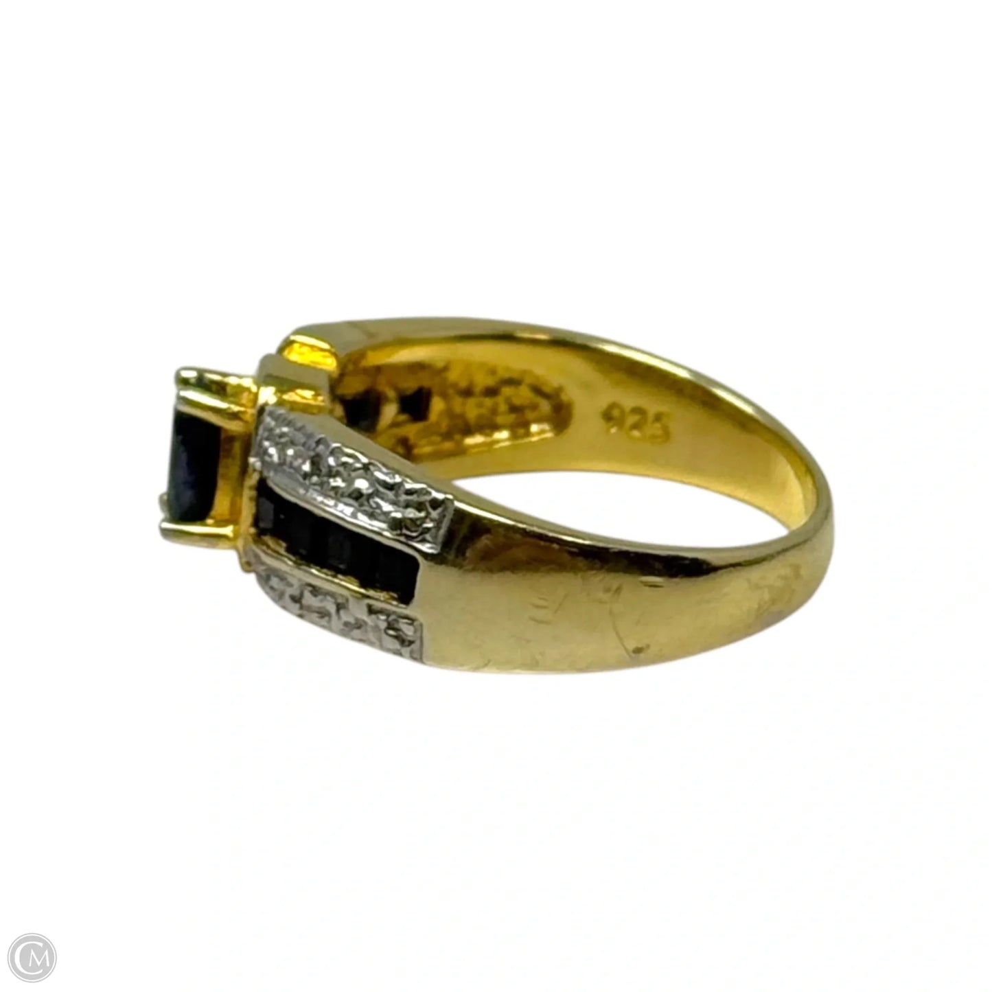 Blue Stone & Moissonite Ring Sterling Silver Stamped RT, Size: 7