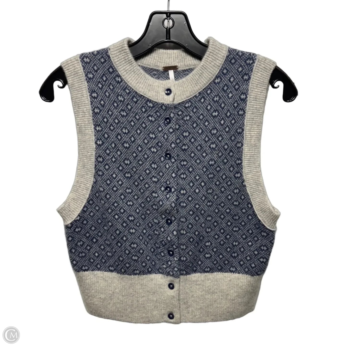 Vest Sweater By Free People In Blue & Grey, Size: Xs