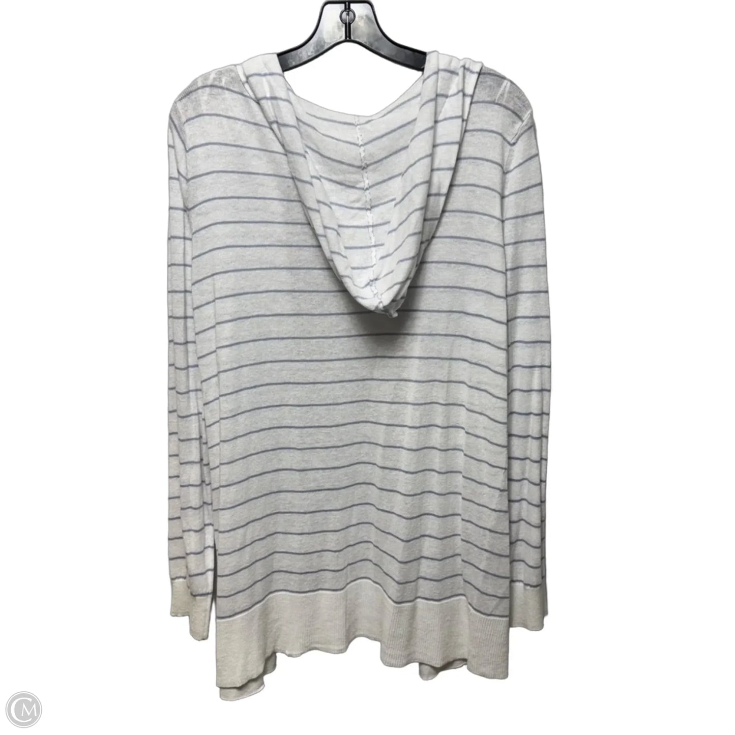 Hooded Linen Blend Sweater Cardigan By Cynthia Rowley In Striped Pattern, Size: Xl