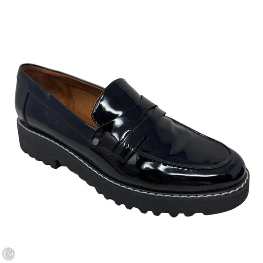 Patent Loafer Shoes Flats By Franco Sarto In Black, Size: 6.5