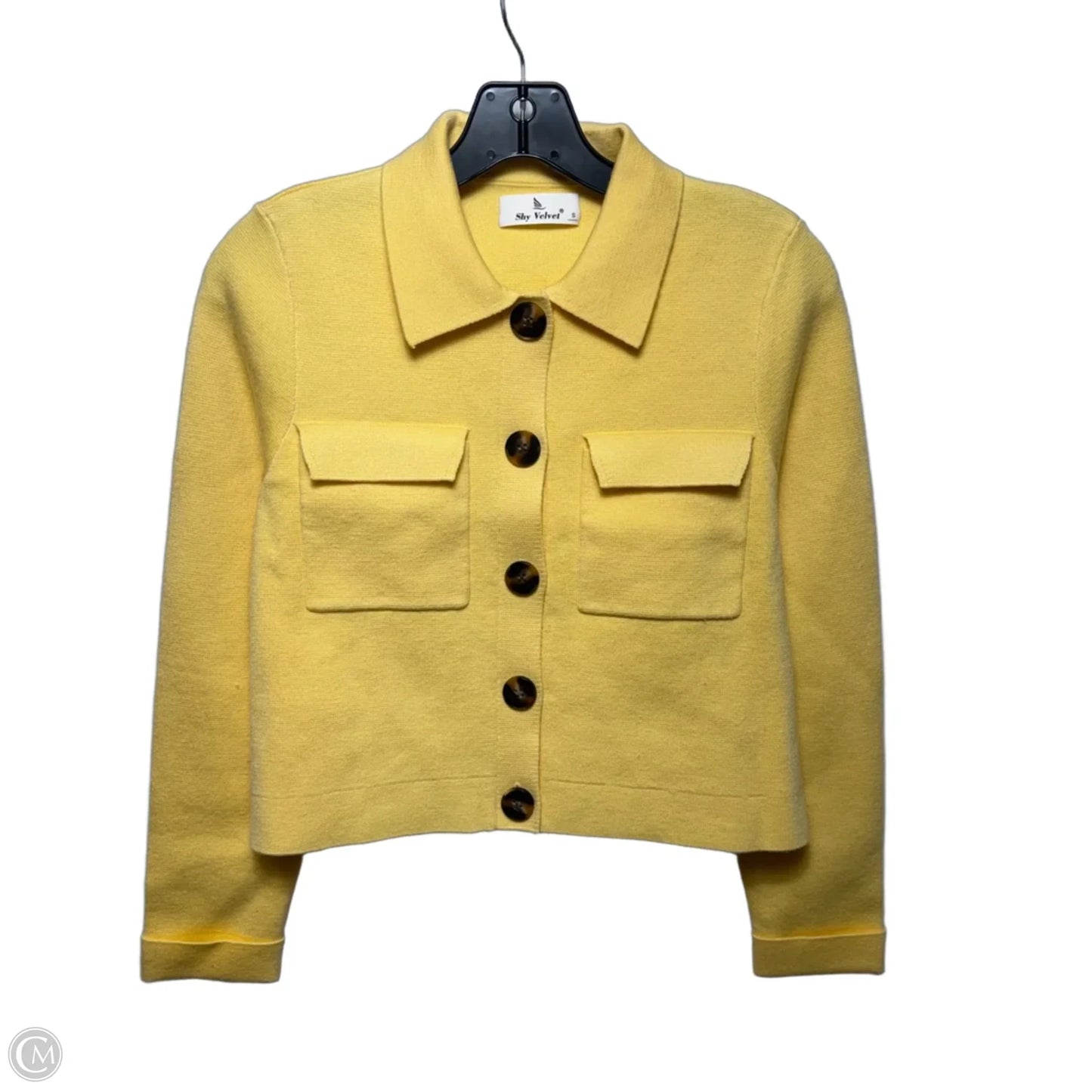 Sweater Cardigan By Shy Velvet In Yellow, Size: S