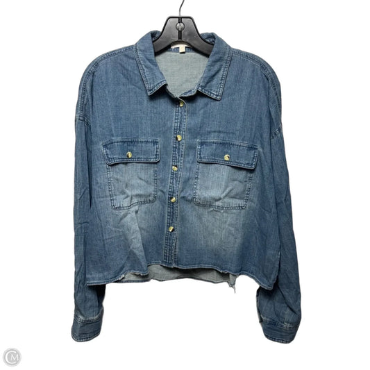 Top Long Sleeve By Lisa Todd In Blue Denim, Size: M