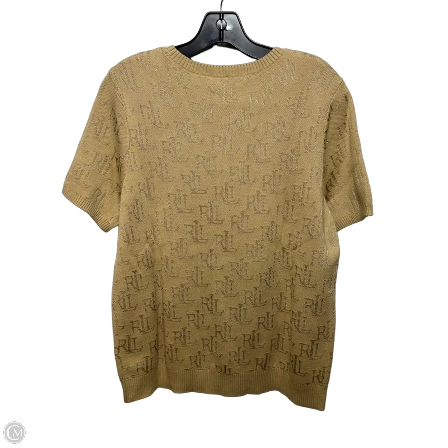 Monogram Jacquard Short-Sleeve Sweater By Lauren By Ralph Lauren In Tan, Size: 1x