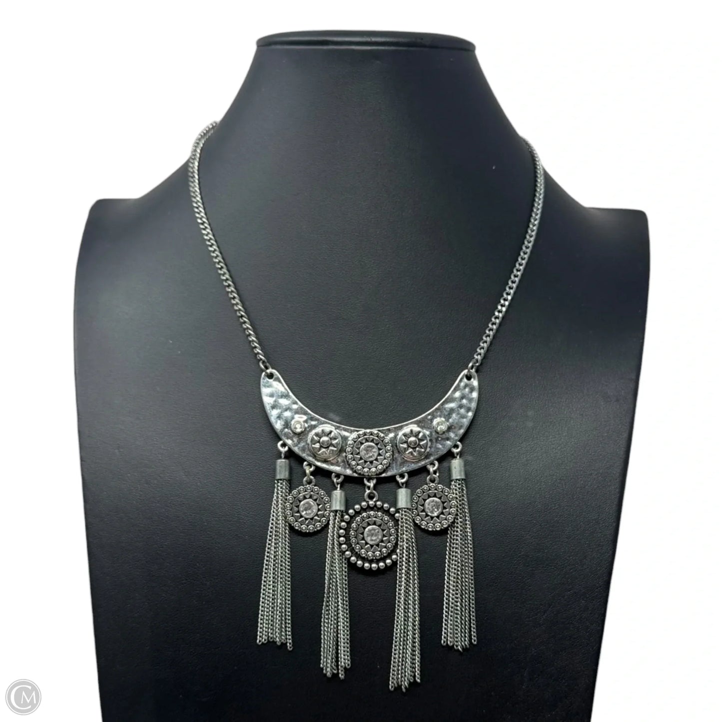 Tassel Bib Silver Tone Necklace