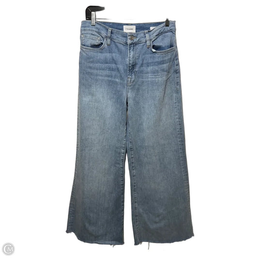 Le Palazzo Jeans Wide Leg By Frame In Blue Denim, Size: 10/30