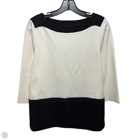 Top 3/4 Sleeve By Chicos In Black & Cream, Size: S