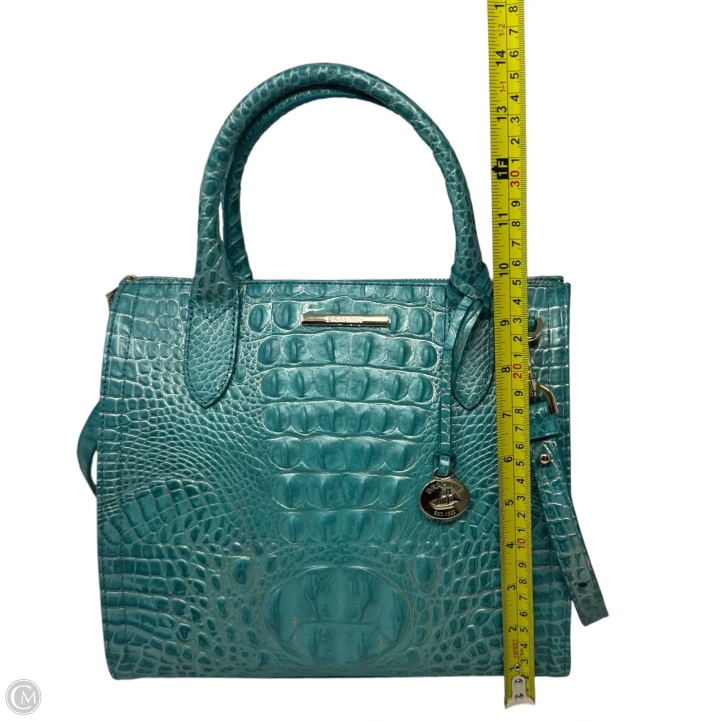 Caroline Satchel In Mermaid Green Melbourne, Designer By Brahmin, Size: Medium