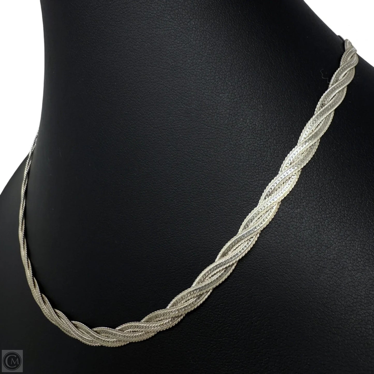 Italian Sterling Silver Braided Herringbone Chain Necklace By Aurafin