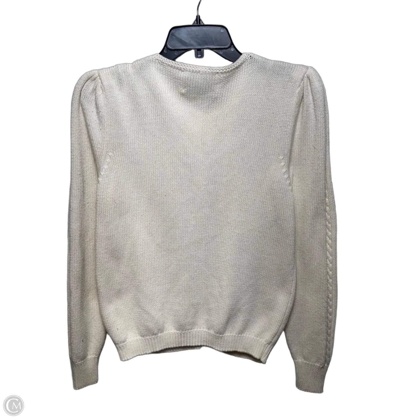 Hand Embroidered Sweater Cardigan By Susan Bristol In Cream, Size: S