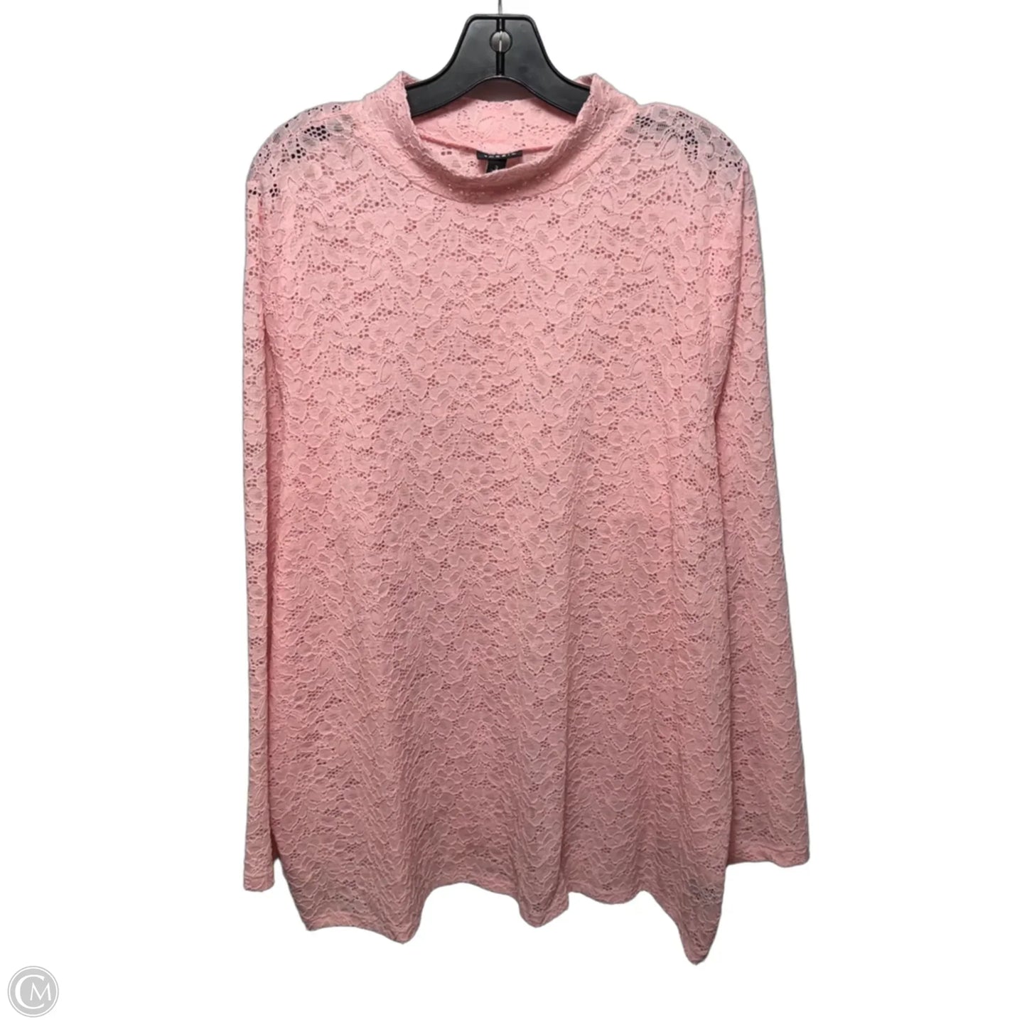 Lace Mesh Top Long Sleeve By Torrid In Pink, Size: 3x