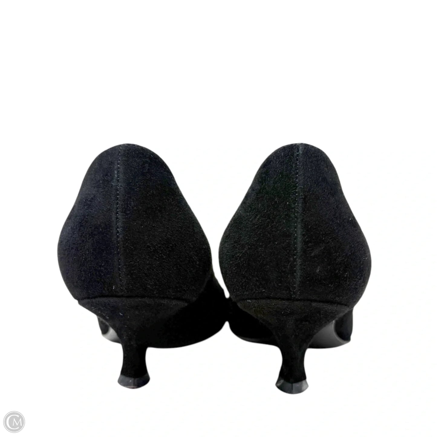 Vintage Buckle Accent Suede Kitten Heel Pumps Luxury Designer By Oscar De La Renta In Black, Size: 6.5