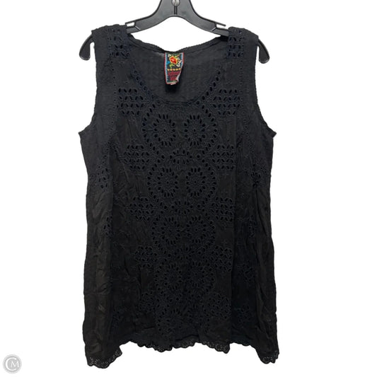 Eyelet Tunic Sleeveless Designer By Johnny Was In Black, Size: L