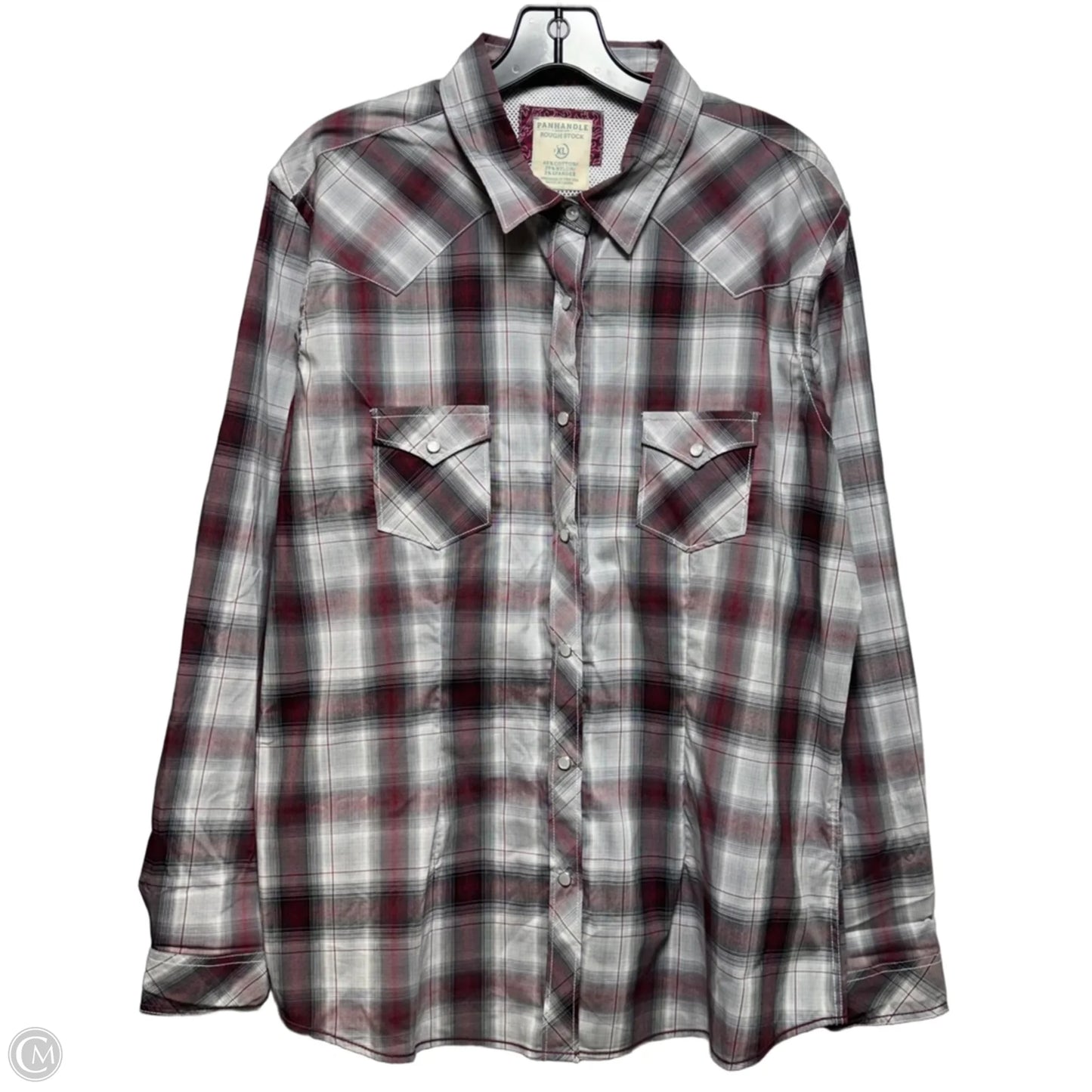 Top Long Sleeve By Panhandle In Plaid Pattern, Size: Xl