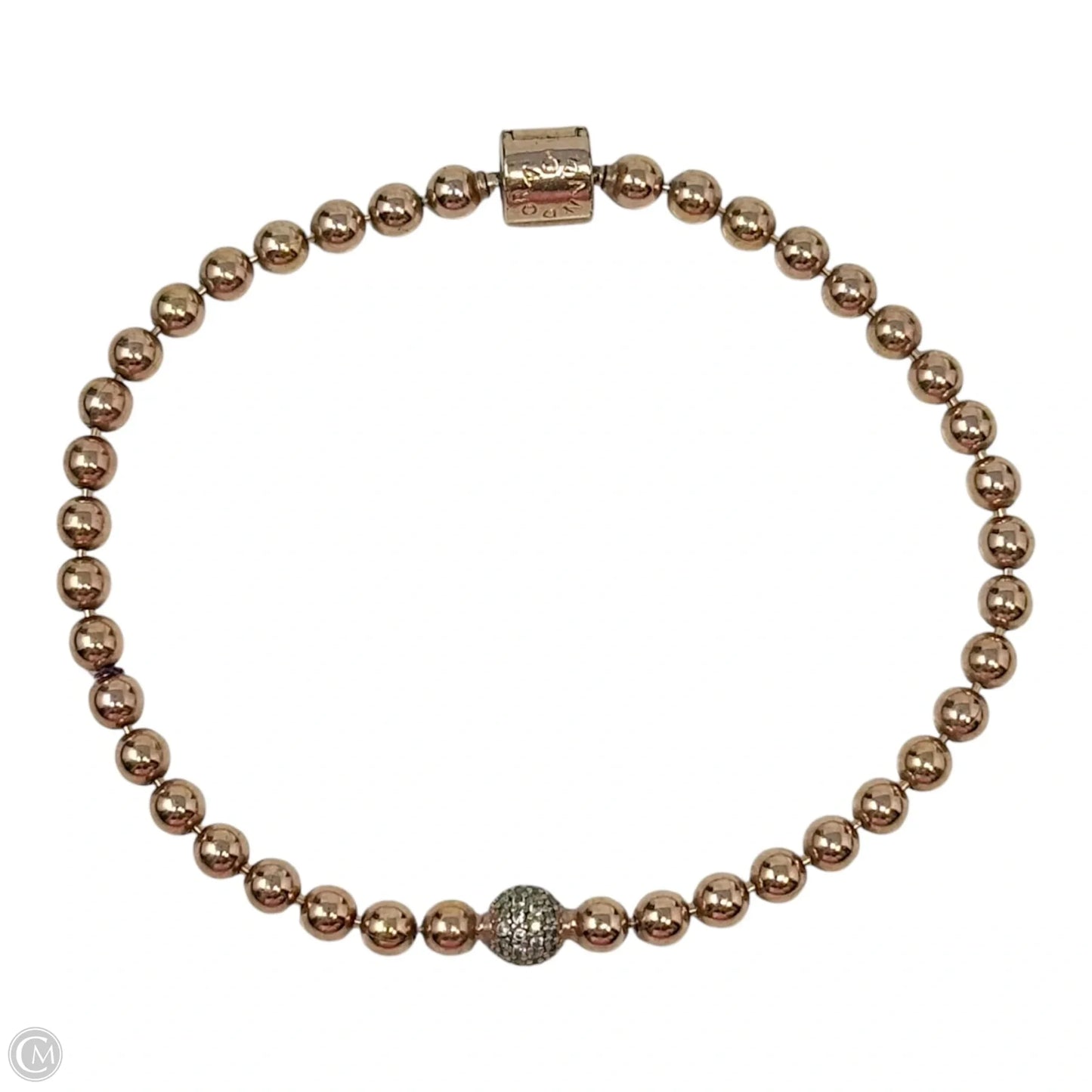 14k Rose Gold Plated Beads & Pavé Bracelet By Pandora