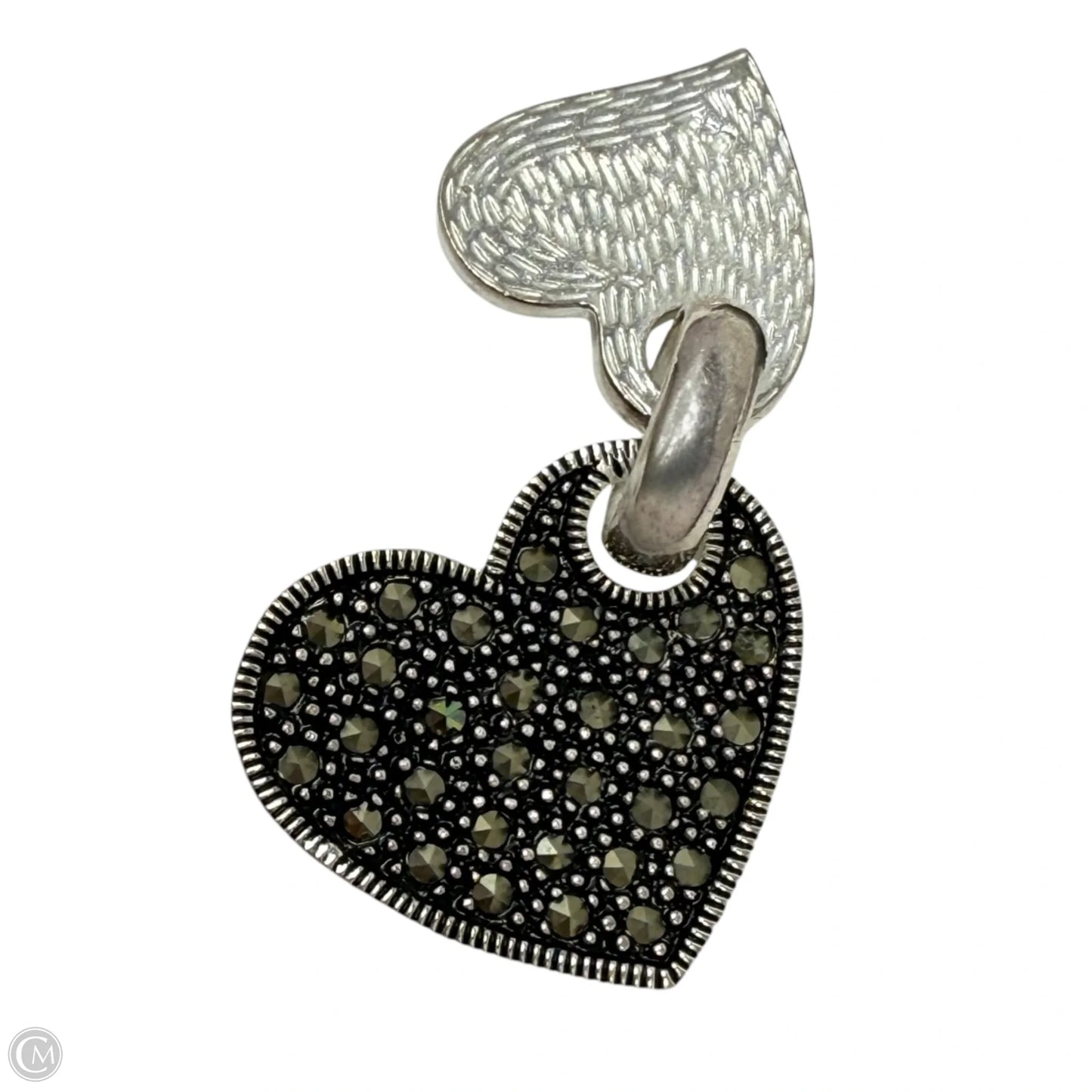 Sterling Silver & Marcasite Double Heart Pendant