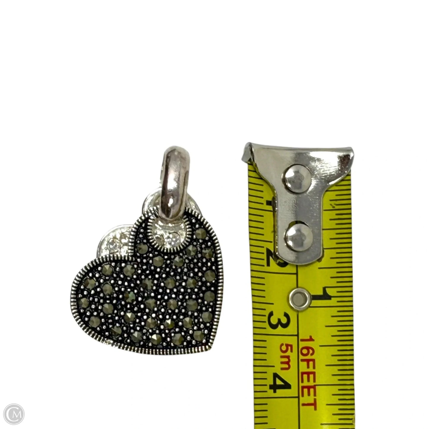 Sterling Silver & Marcasite Double Heart Pendant
