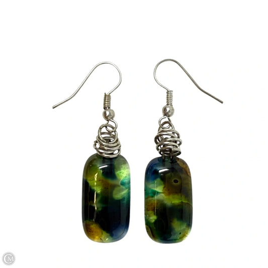 Fused Dichroic Glass Dangle Earrings
