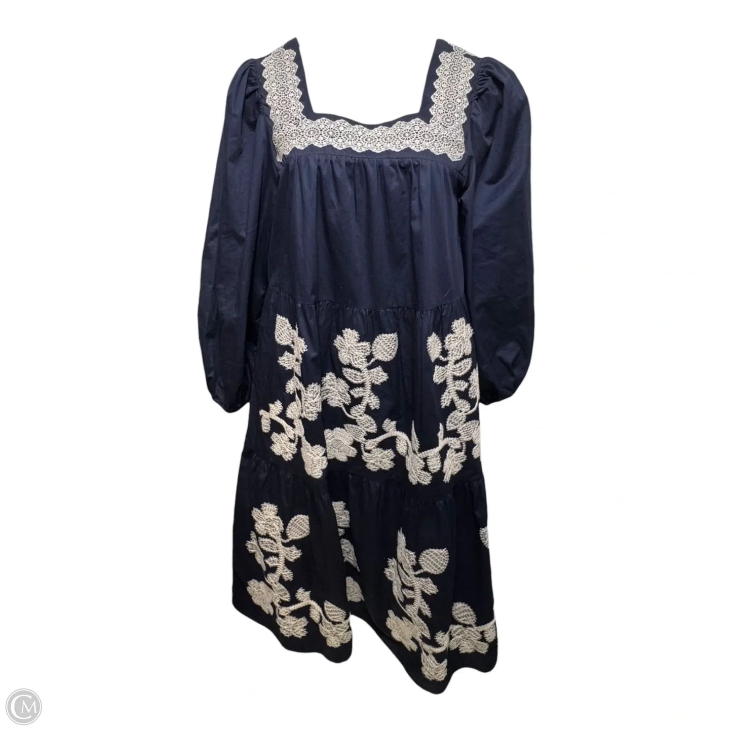 Square Neck Embroidered Dress Casual Maxi By &merci In Navy, Size: M