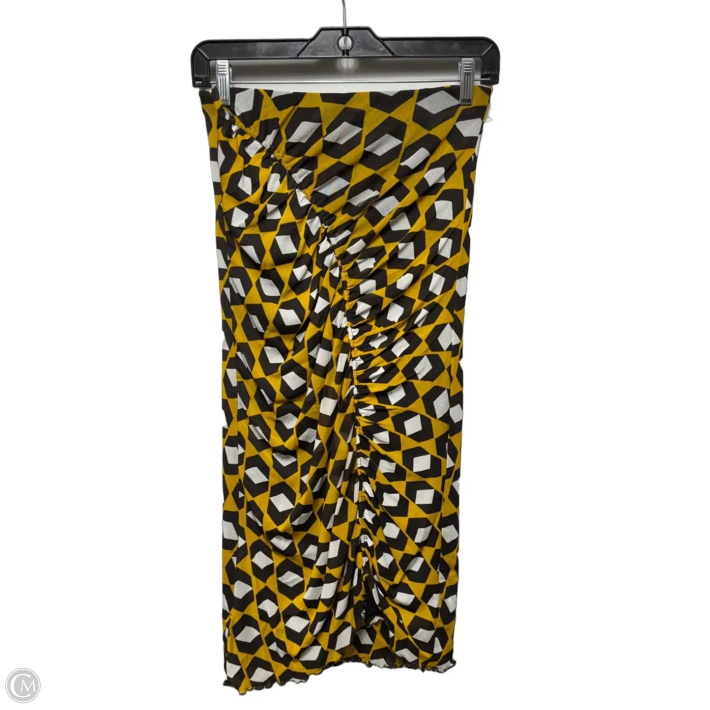 Ruched Mesh Skirt Designer By Diane Von Furstenberg In Geometric Pattern, Size: S